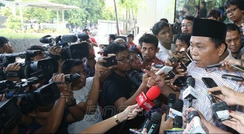 Wakil Ketua Umum Gerindra Arief Poyuono mengumumkan struktur tim pemenangan Prabowo Subianto - Sandiaga Uno. 