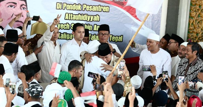 Kedatangan Calon Presiden nomer urut 02, Prabowo Subianto di Pondok Pesantren Attauhidiyah Giren Tegal.