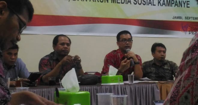 SELEKSI : Timsel calon anggota KPU empat Kabupaten/Kota menggelar pertemuan dengan pihak terkiat di kantor KPU Provinsi Jambi dalam rangka persiapan seleksi.