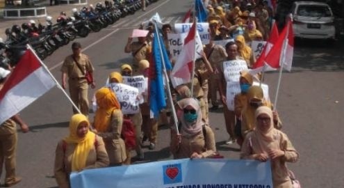 Demo honorer banjar negara. Foto : Ist