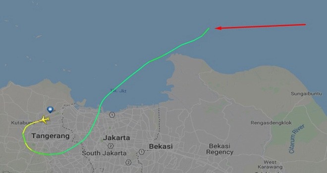 Lokasi pesawat Lion Air jatuh.