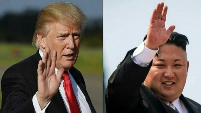 Pemimpin Tertinggi Korut Kim Jong Un dan Presiden AS Donald Trump berjanji untuk bekerja menuju denuklirisasi pada pertemuan puncak bulan Juni mereka di Singapura (Times of Israel)