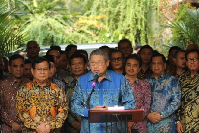 Capres Prabowo Subianto bersama Ketua Umum Partai Demokrat Susilo Bambang Yudhoyono (SBY). Foto : fin.co.id