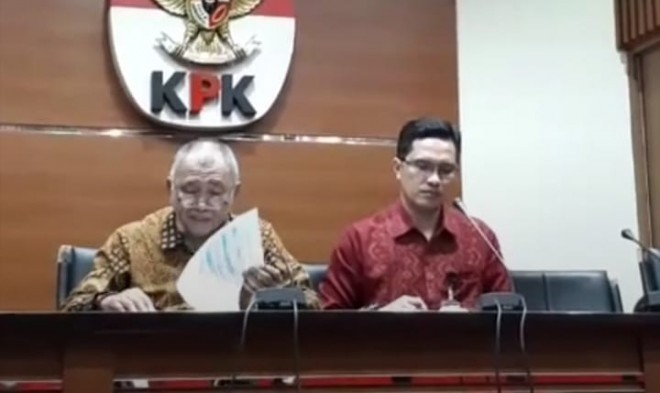 Screanshot live KPK di Instagram terkait penetapan tersangka baru kasus suap Raperda APBD Provinsi Jambi, di Gedung Merah Putih KPK, Jakarta.