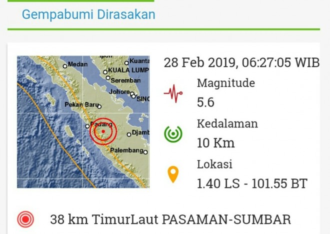 Gempa di Pasaman Sumbar, Terasa Kuat di Kerinci dan Sungai Penuh. Foto : Ist