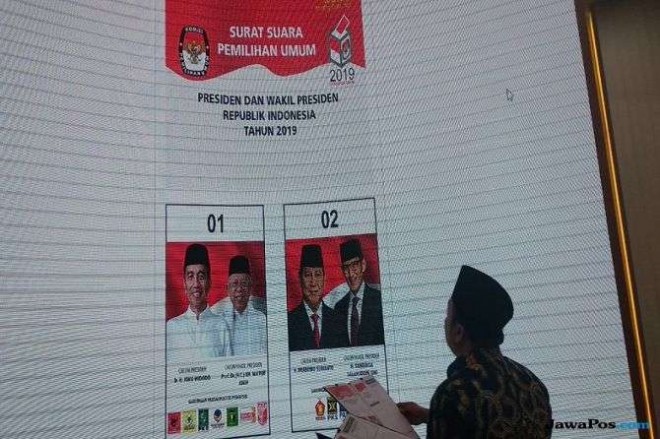 Surat suara pemilihan Presiden. Foto : Jawapos