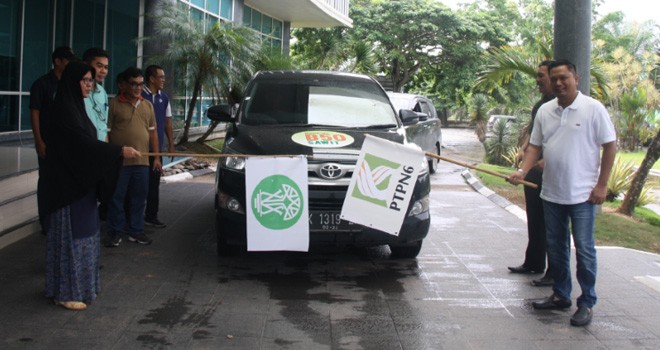 Pelepasan dua unit kendaraan yang menggunakan Biodiesel B50 dari PTPN 6 menuju Jakarta. Foto : Ist