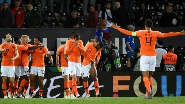 Belanda melaju ke final UEFA Nations League 2018-2019 usai mengalahkan Inggris di semifinal dengan skor 3-1, Jumat (7/6) dini hari WIB (MIGUEL RIOPA / AFP)