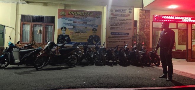 Terlihat barang bukti berupa 68 unit sepeda motor. Foto : Gusnadi / Jambiupdate