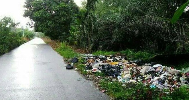 Terlihat tumpukan sampah yang berada di Kecamatan Nipah Panjang. Foto : Maulana / Jambiupdate