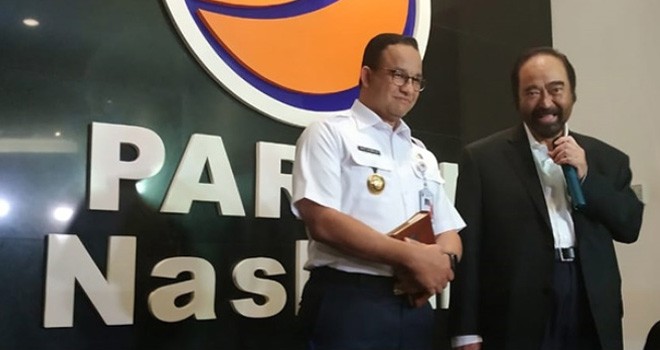 Gubernur Anies Baswedan dan Surya Paloh.
