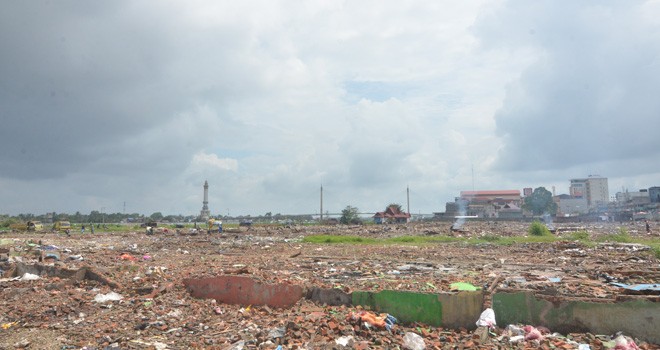 Lokasi eks Pasar Angso Duo yang rencananya akan dibangun RTH. Saat ini Pemprov masih menghitung nilai lahan. Foto : M Ridwan / Jambi Ekspres