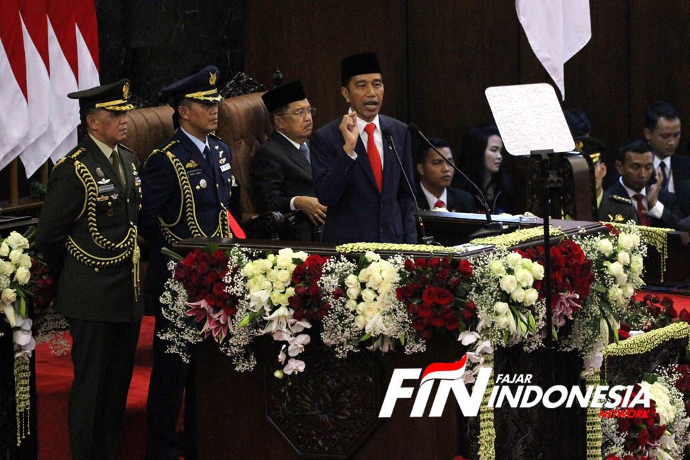 Presiden Joko Widodo berpidato seusai dilantik menjadi presiden periode 2019-2024 di Gedung Nusantara, kompleks Parlemen, Senayan, Jakarta, Minggu (20/10/2019).