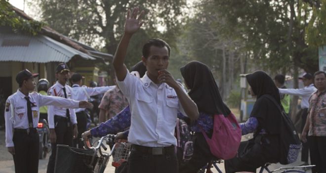 M. Saeful Mustofa, pria yang sehari-hari bekerja sebagai satpam honorer di salah satu SMP di Tegal, Jawa Tengah.