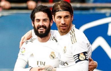 Isco dan Sergio Ramos sumbang gol pada kemenangan Real Madrid atas Osasuna, Minggu (9/2) malam WIB.