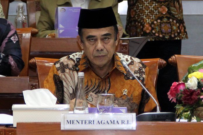 Menteri agama, Fachrul Razi rapat kerja dengan Komisi VIII DPR RI di Gedung Parlemen, Senayan Jakarta, Kamis (7/11/2019).