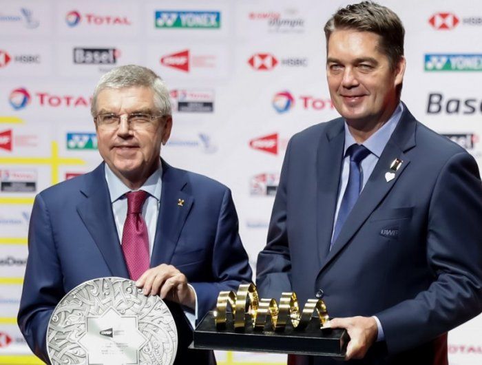 Presiden IOC, Thomas Bach dan Presiden BWF, Poul-Erik Hoyer.