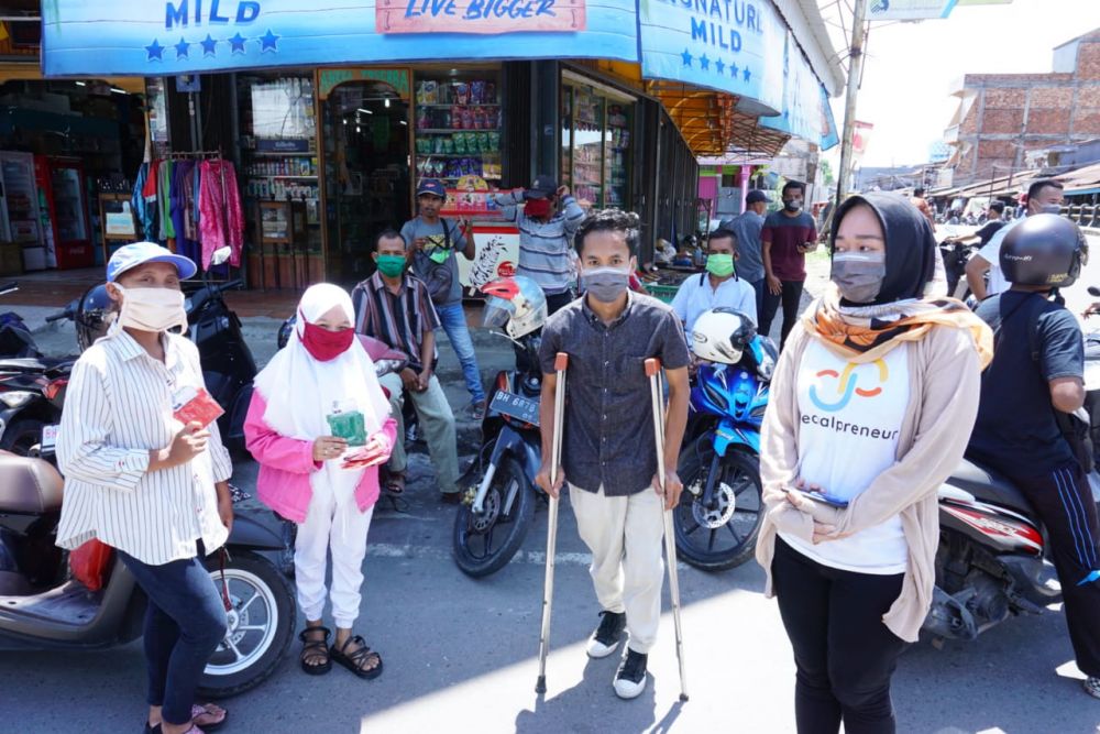 200 Masker Kain Buatan Anak Disabilitas di Tanjabbar Dibagikan Gratis.

