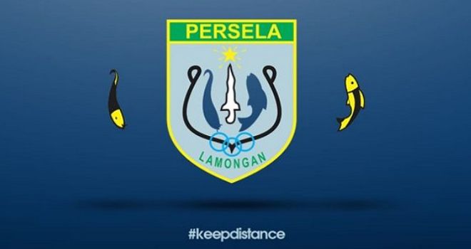 Logo 'baru' Persela Lamongan sebagai kampanye melawan Virus Corona.


