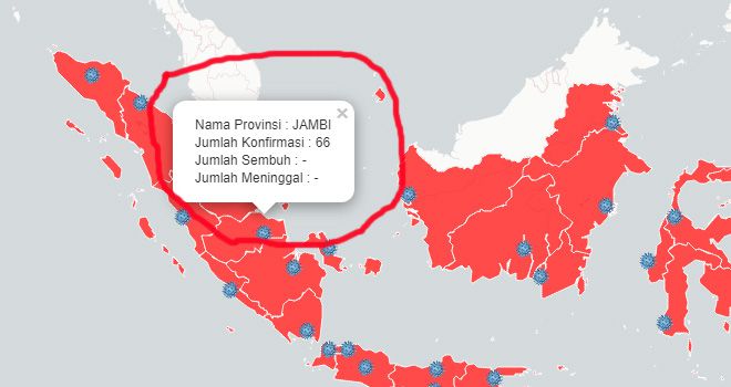 Screenshot, peta sebaran Covid19 dari http://pusatkrisis.kemkes.go.id/covid-19-id.
