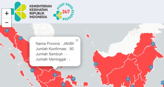 Screenshot Dari Data Pusat Krisis Kemenkes RI, 17 Mei 2020.