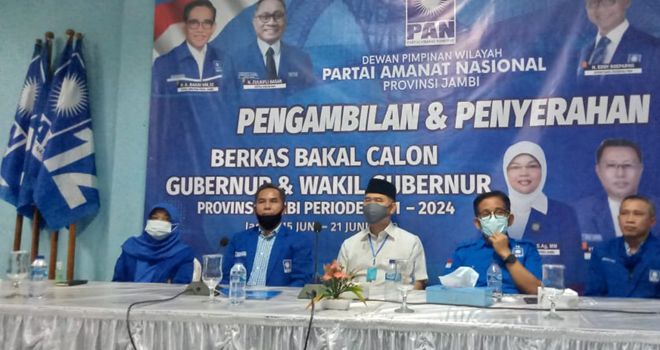 Sy Fasha dalam jumpa pers di DPW PAN Provinsi Jambi, Sabtu (20/6).