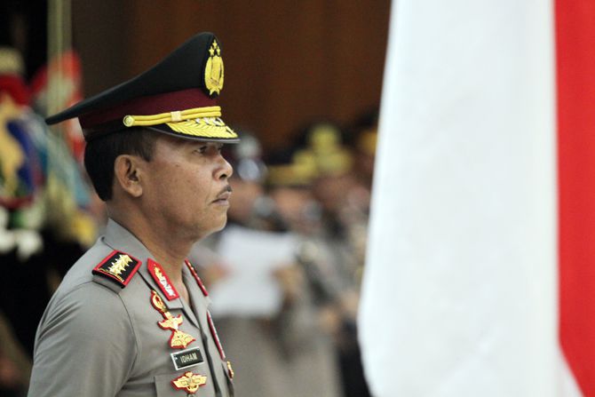Kapolri Jenderal Polisi Idham Azis saat memimpin Serah Terima Jabatan Pejabat Tinggi Polri dan Kapolda, di gedung Bareskrim, Mabes Polri Jakarta, Selasa (7/1/2020).