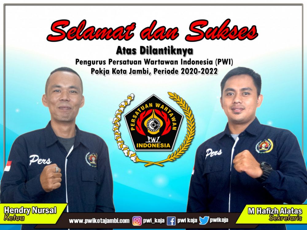Ketua PWI Pokja Kota Jambi, Hendry Nursal bersama Sekretaris Hafiz Alatas