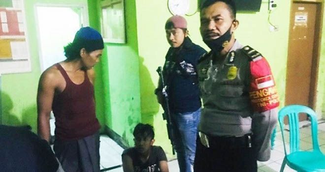 Pelaku begal saat diamankan di Mapolsek Mauk. Foto: Radar Banten