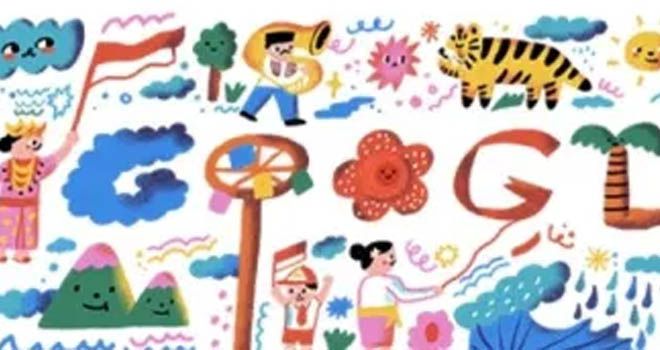 Ikut Rayakan HUT RI, Google Tampilkan Ilustrasi Panjat Pinang