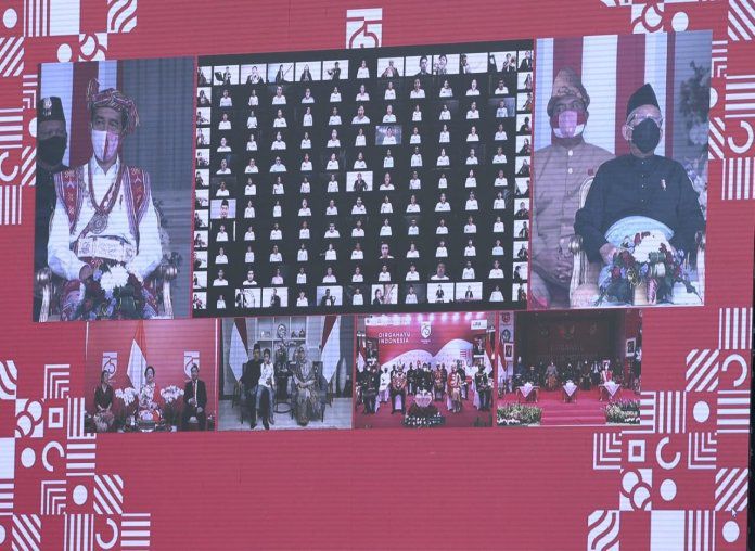 Upacara Hari Ulang Tahun ke-75 Kemerdekaan RI yang diselenggarakan secara online mencatatkan rekor MURI. 