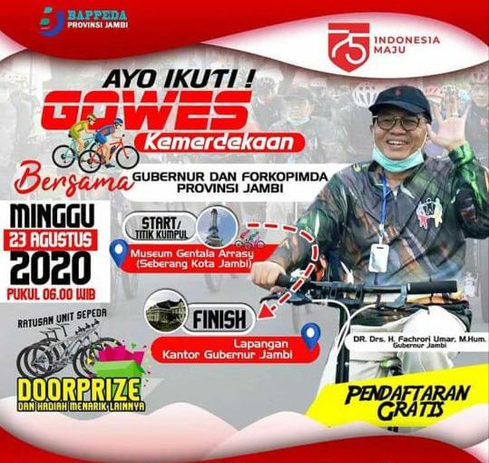 Pemprov Jambi Siapkan Hadiah Ratusan Unit Sepeda pada Gowes Kemerdekaan RI ke 75.
