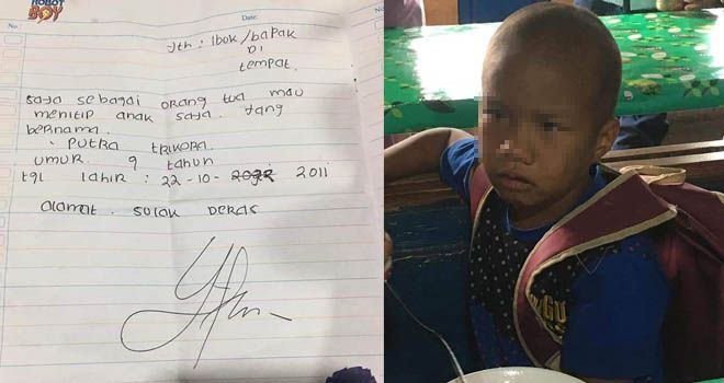 poto sepucuk surat dan anak tersebut.