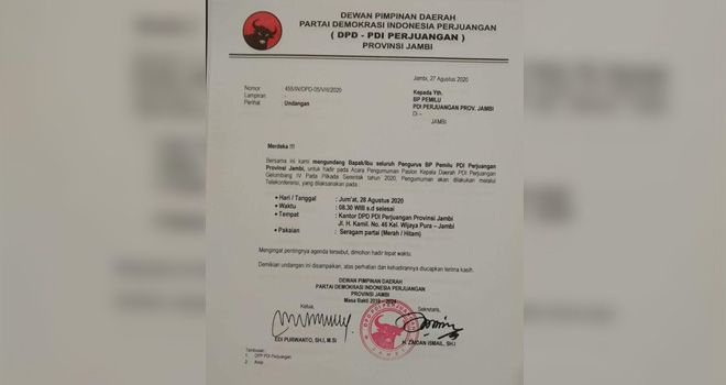 PDIP Juga Umumkan Arah Dukungan Pilkada Bungo dan Pilwako Sungai Penuh Besok.