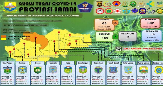 7 Pasien Sembuh Covid Hari Ini Berasal Dari Tanjab Timur, Batanghari dan Tanjab barat