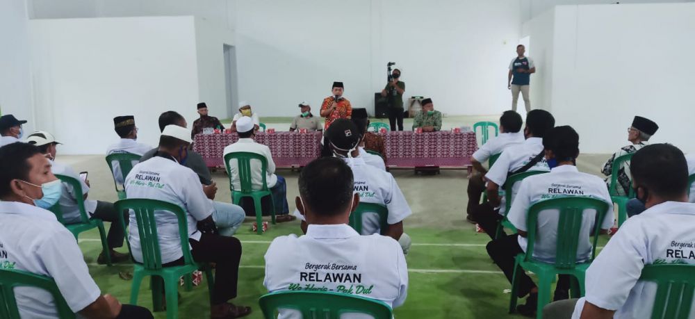 Patuhi Protokol Kesehatan Pelantikan Tim Pemenangan Haris-Sani Dibagi Dua Sesi

