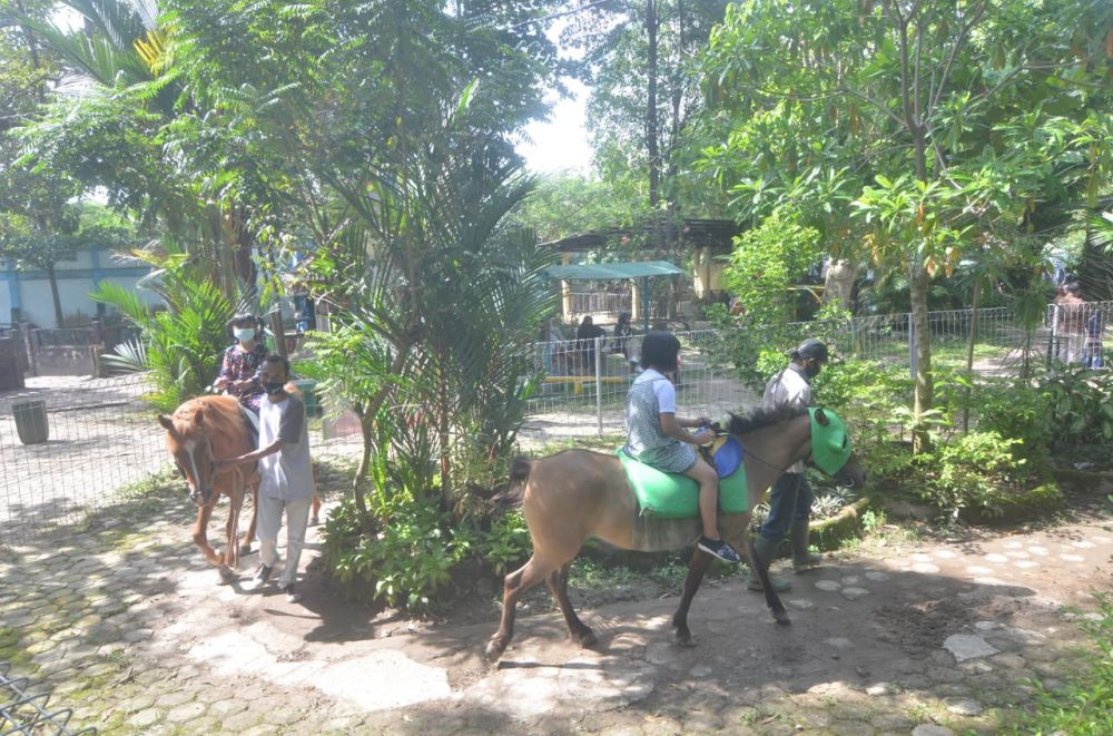 Warga memanfaatkan waktu libur Natal untuk berkunjung ke Kebun Binatang Taman Rimba Jambi (27/12) kemarin.