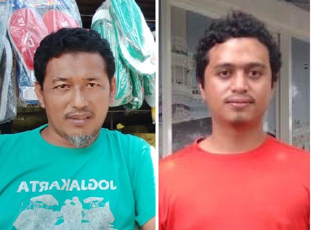 Teroris yang tewas di Makassar MR (Baju Merah) dan SA (Baju Biru)
