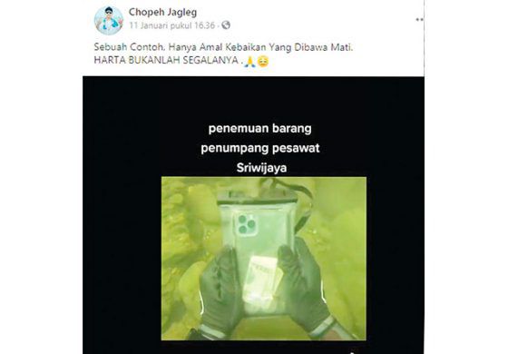 Hoax Penemuan iPhone Milik Penumpang Sriwijaya Air