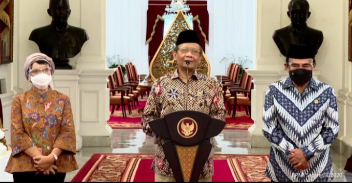 Keterangan Pers Menko Polhukam Mahfud MD, Sabtu (31/10), di Istana Merdeka, Jakarta.