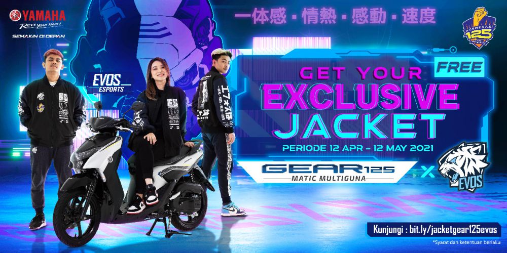 Beli Yamaha GEAR 125 Dapat Exclusive Jacket GEAR 125 x EVOS.