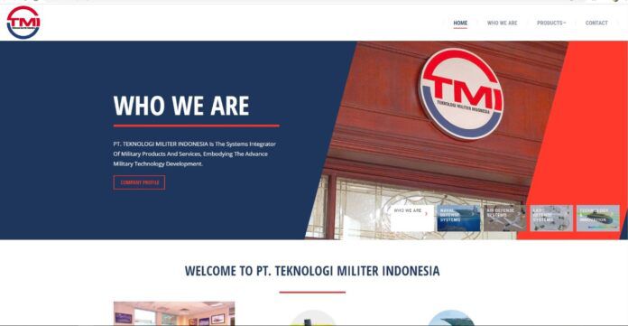 Laman Website PT Teknologi Militer Indonesia (TMI).