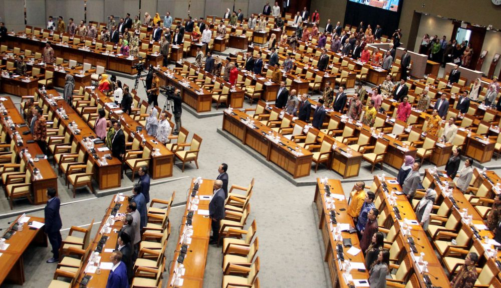 Suasana rapat paripurna di Gedung Parlemen Senayan Jakarta, Rabu (22/1/2020).
