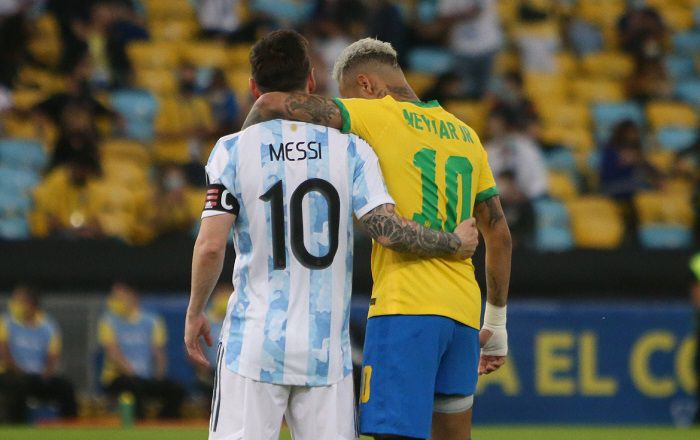 Lionel Messi dan Neymar di timnas. 