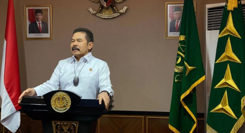 Jaksa Agung Burhanuddin saat memberikan arahan dalam Rapat Kerja Teknis (Rakernis) Bidang Intelijen Kejaksaan Tahun 2021 secara virtual, Rabu (22/9). 