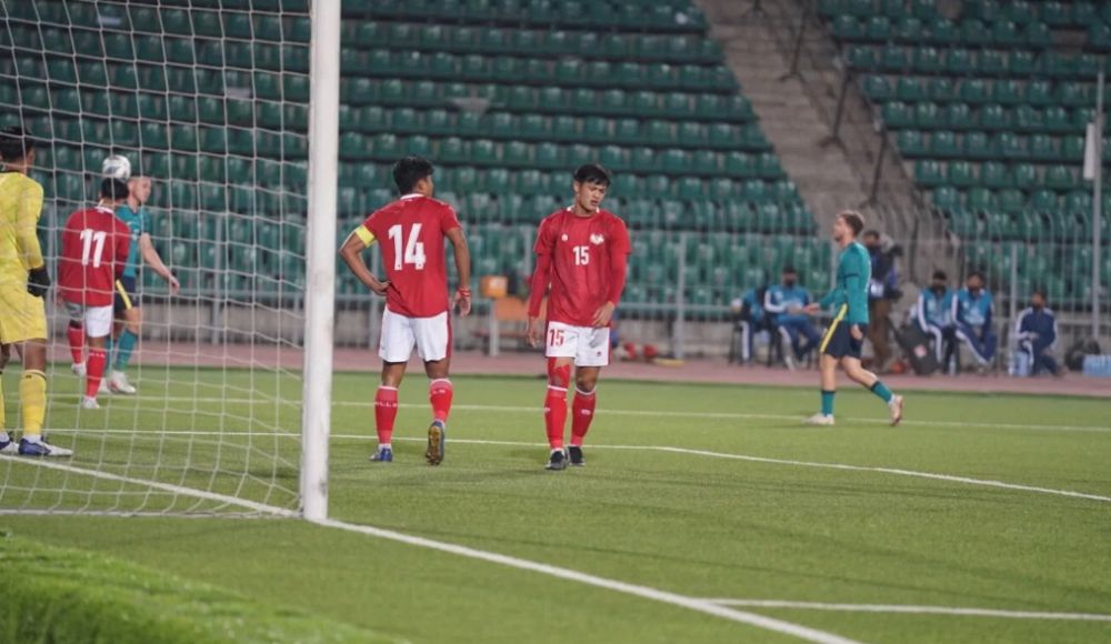 Pemain Timnas U-23 saat menghadapi Australia.