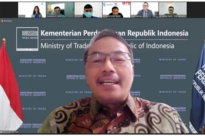 Direktur Jenderal Pengembangan Ekspor Nasional, Didi Sumedi melakukan pelepasan ekspor perdana 2 ton ikan kering dari pelabuhan Tanjung Mas, Semarang, ke Taiwan secara virtual pada Selasa (16 Nov).