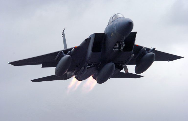 An F-15 Eagle from the 142nd Fighter Wing takes off from Portland Air National Guard Base in Oregon during an operational readiness inspection on Wednesday, June 14.