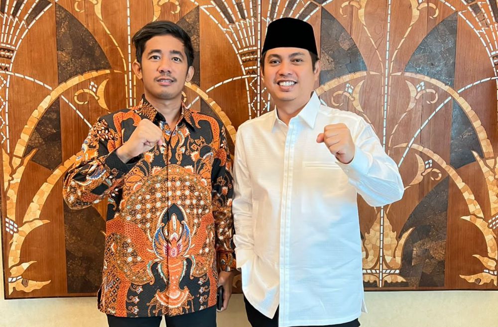 Ketua umum Amsindo, Andre Afrizal bersama Ketua Ketua Umum BPP Hipmi, Mardani H Maming.