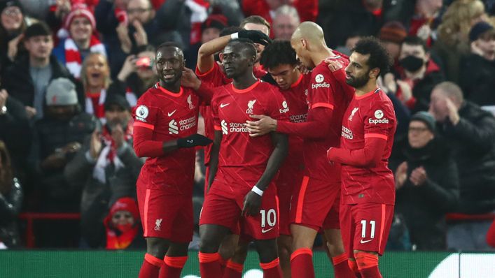 Pemain Liverpool merayakan gol Sadio Mane.